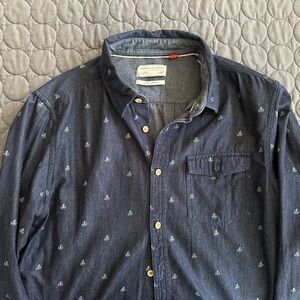 Denim & Flower Men's Navy Sailboat Print Shirt